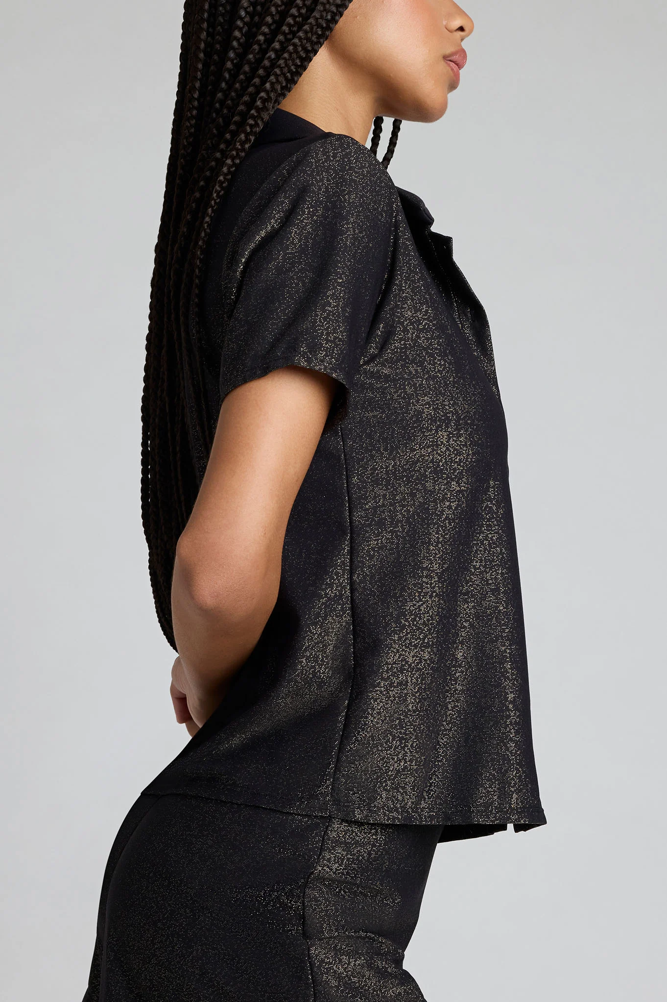 Disco Short Sleeve Top in Black - Image 3