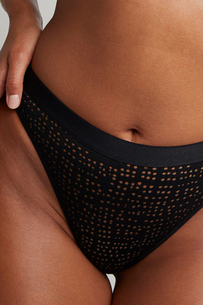 Eyelet Lace French Cut Brief in Black - Image 3