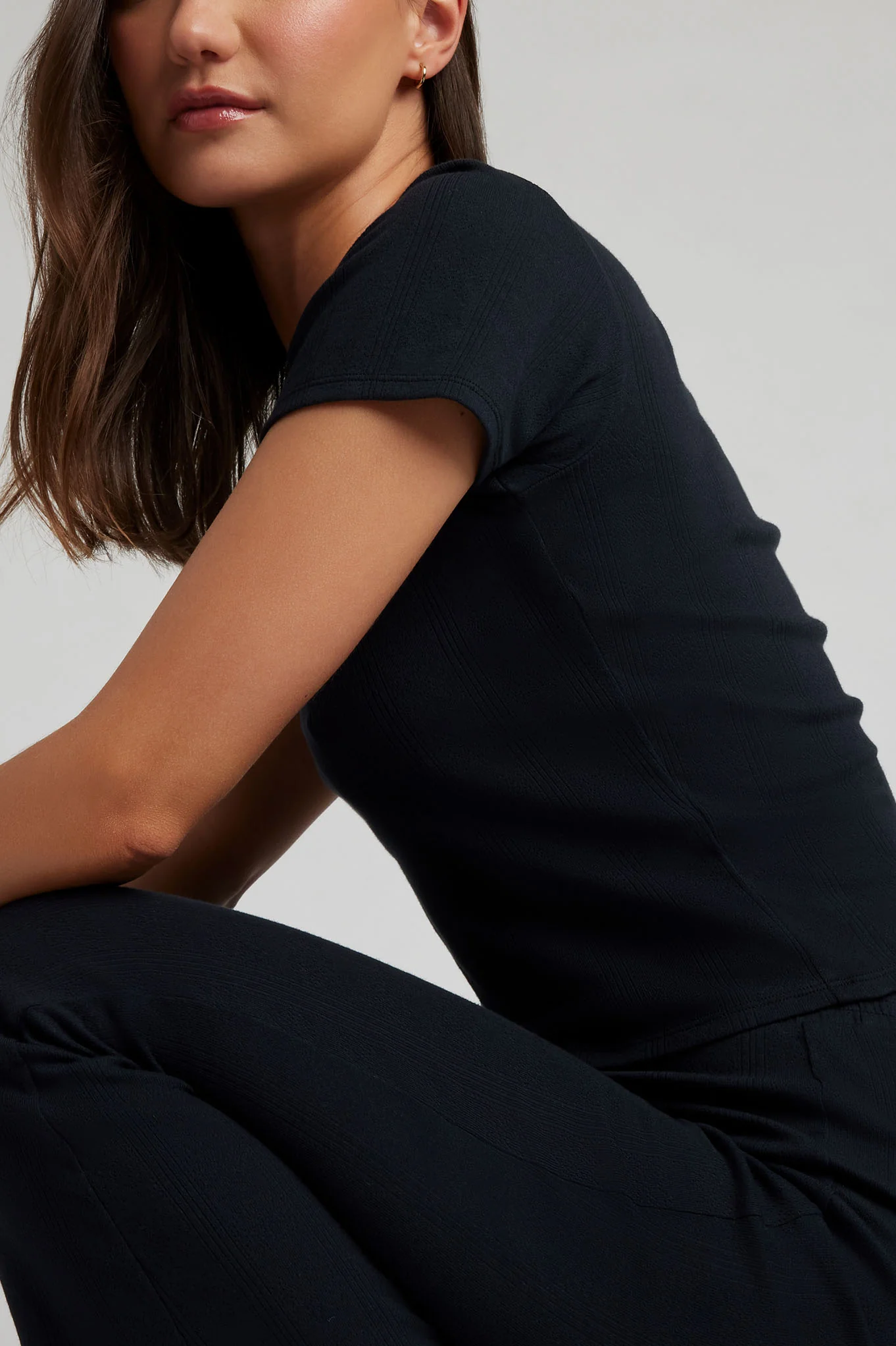 Pointelle Baby Tee in Black - Image 4