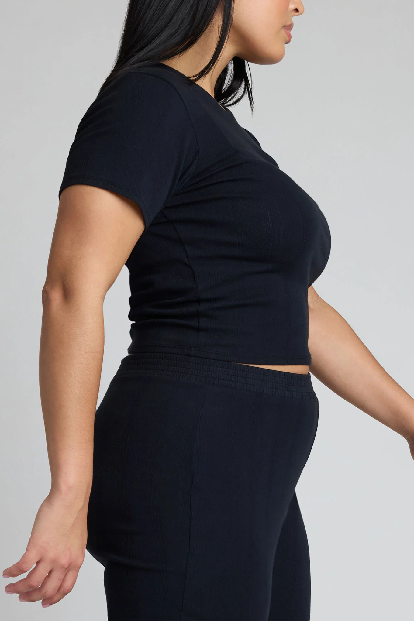 Pointelle Baby Tee in Black - Image 6