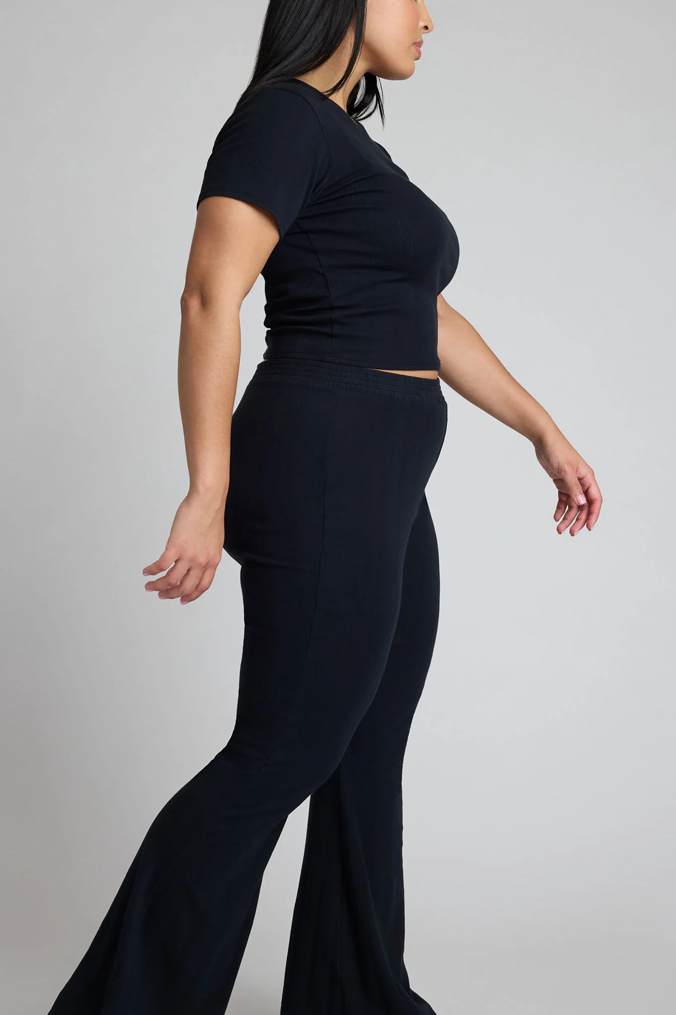 Pointelle Flare Pant in Black - Image 4