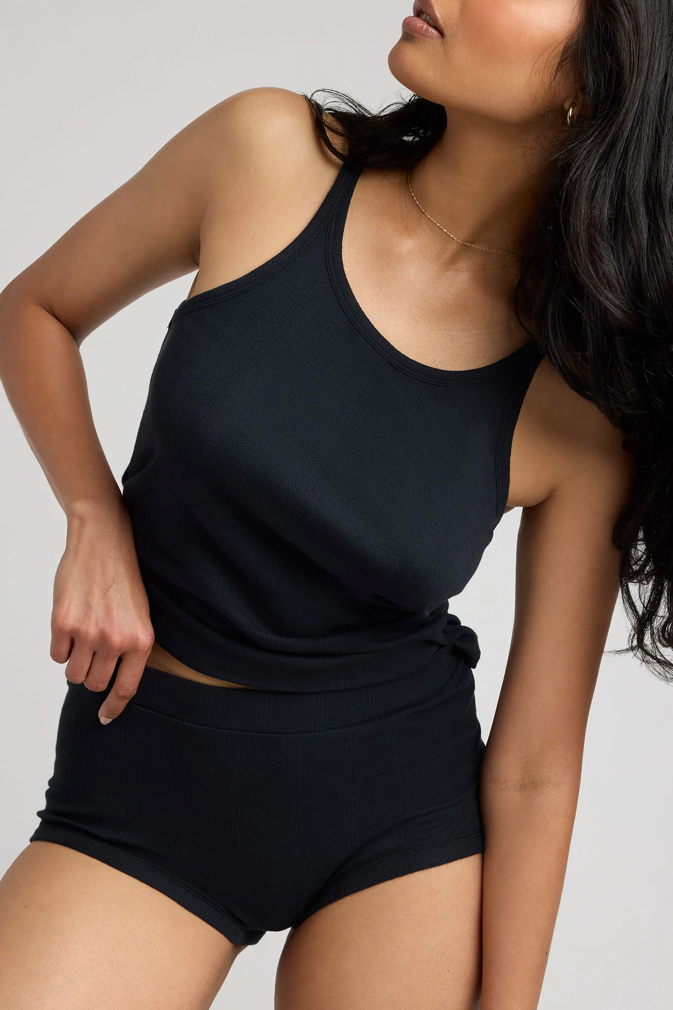 Pointelle Tank in Black - Image 8