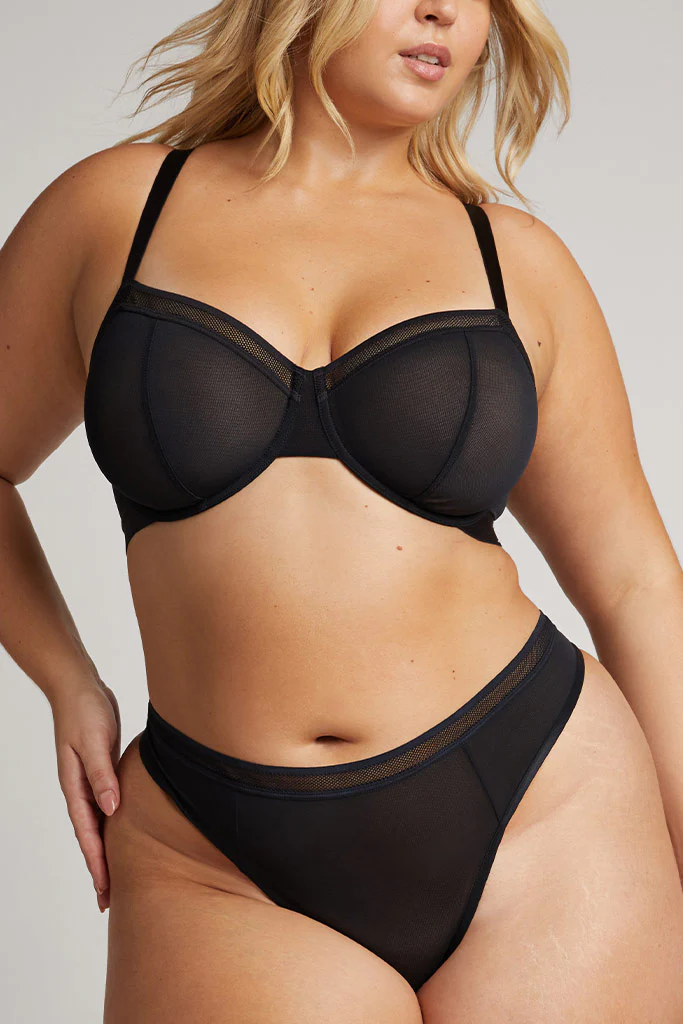 Sieve Trim High Thong in Black - Image 5