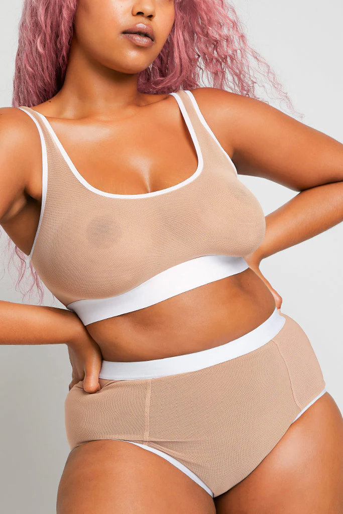 Sieve Bra Top in Buff + White - Image 6