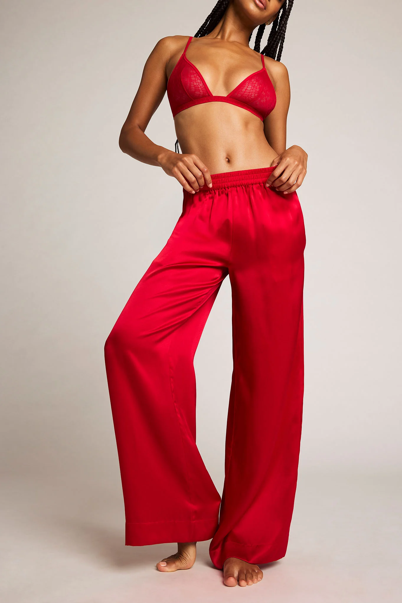 Eclipse Washable Silk Track Pant in Cerise