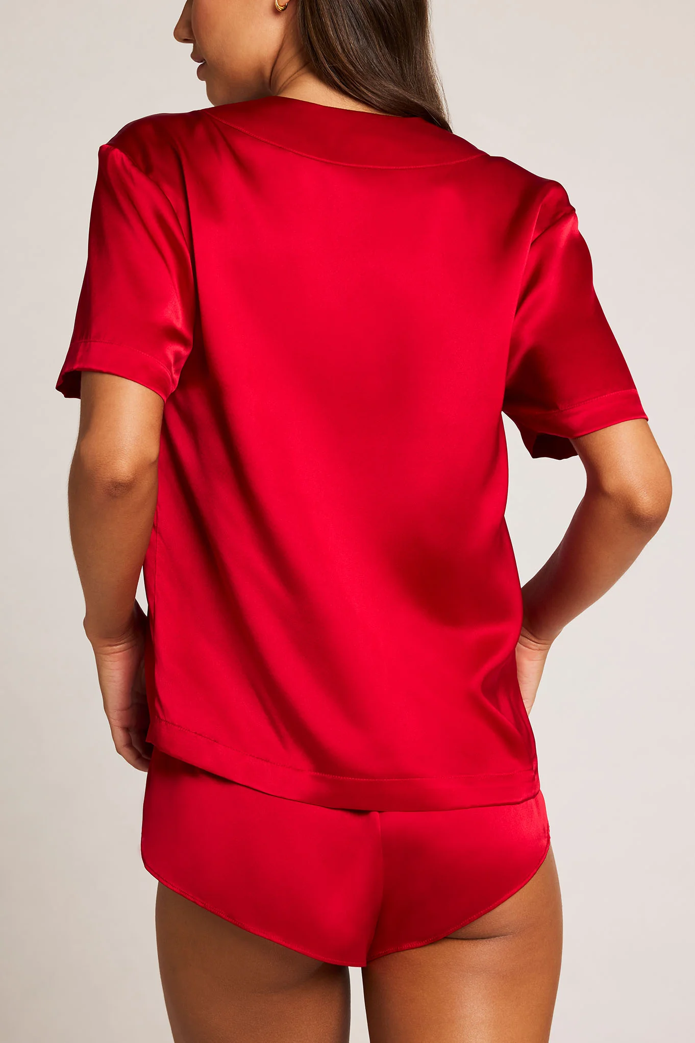 Eclipse Washable Silk V-Top in Cerise - Image 4