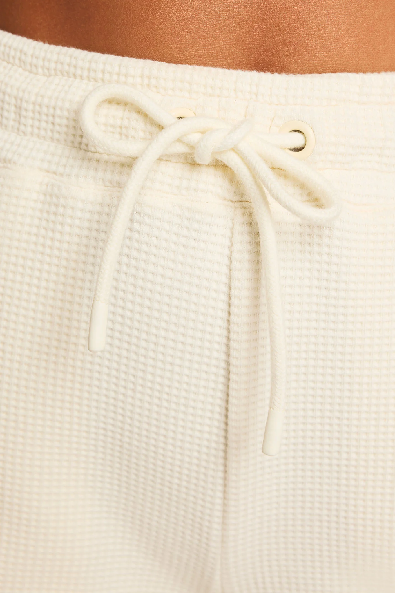 Waffle Knit Track Pant in Cream - Image 2