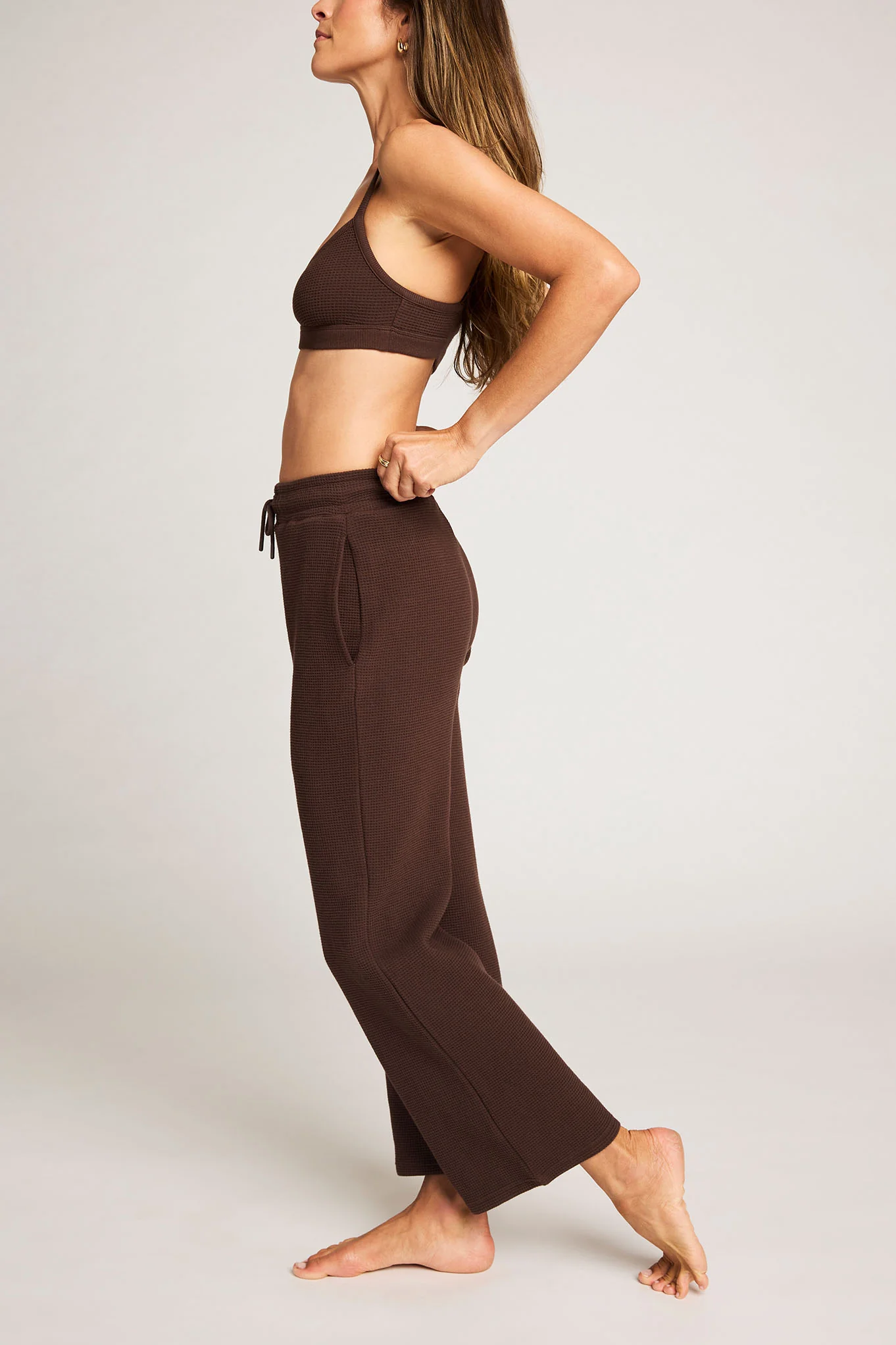 Waffle Knit Lounge Bralette in Espresso - Image 7