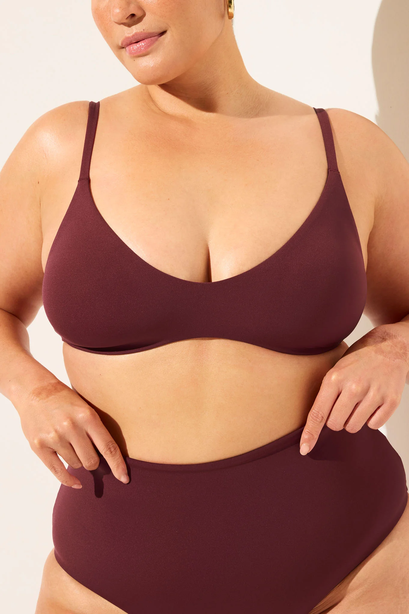 Swim Scoop Top in Garnet - Image 4