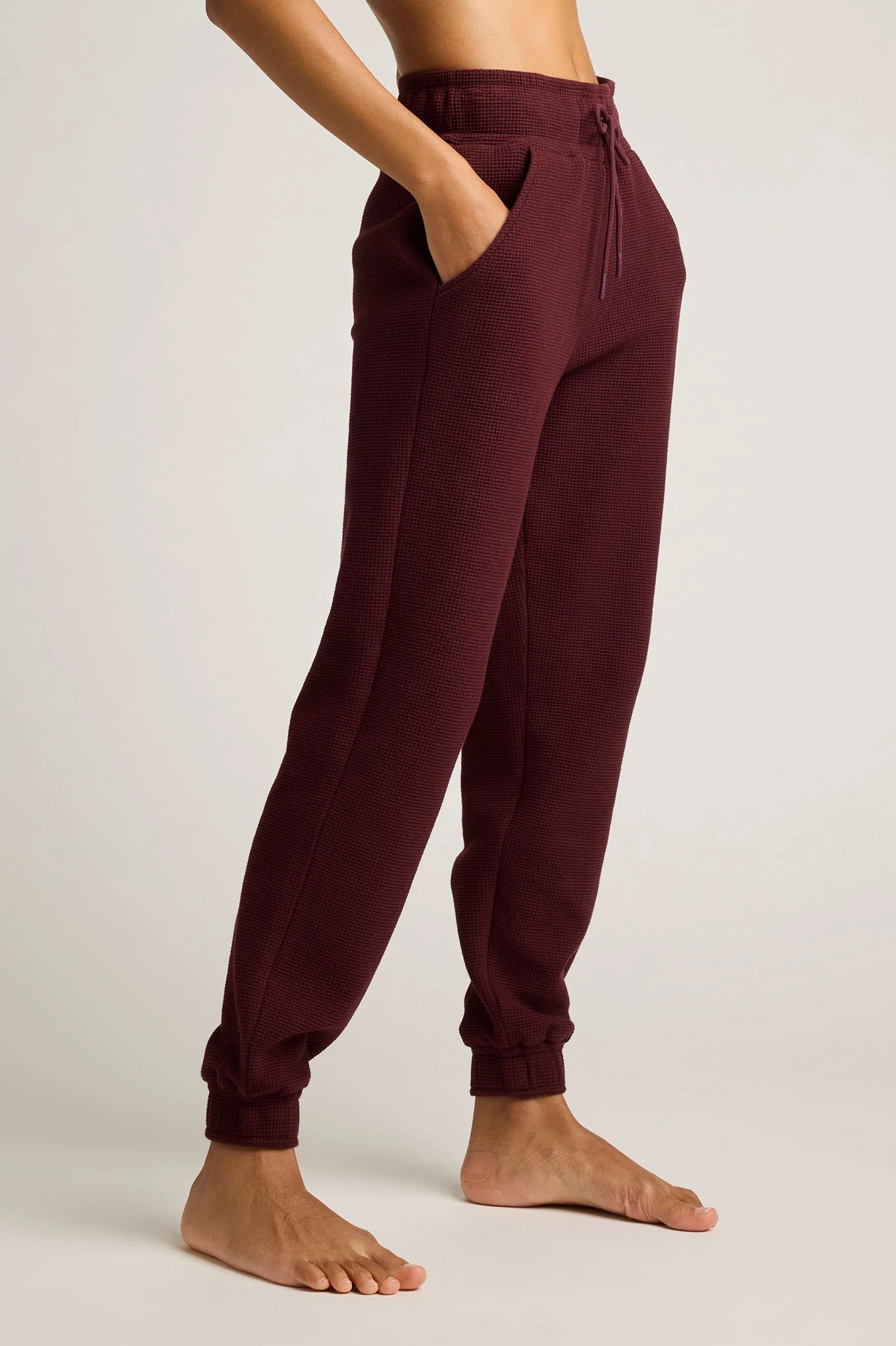 Waffle Knit Jogger in Garnet - Image 3