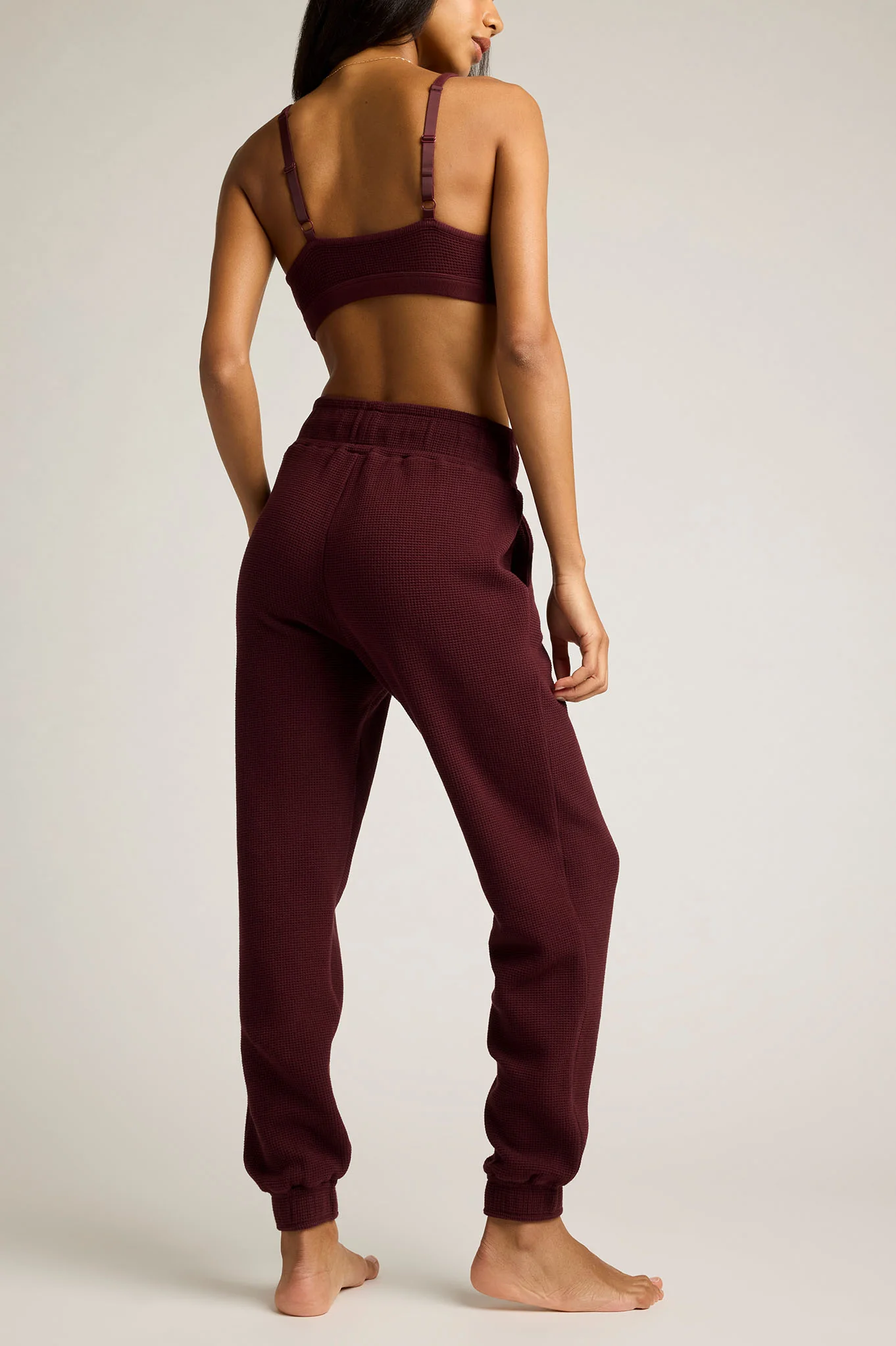 Waffle Knit Jogger in Garnet - Image 4