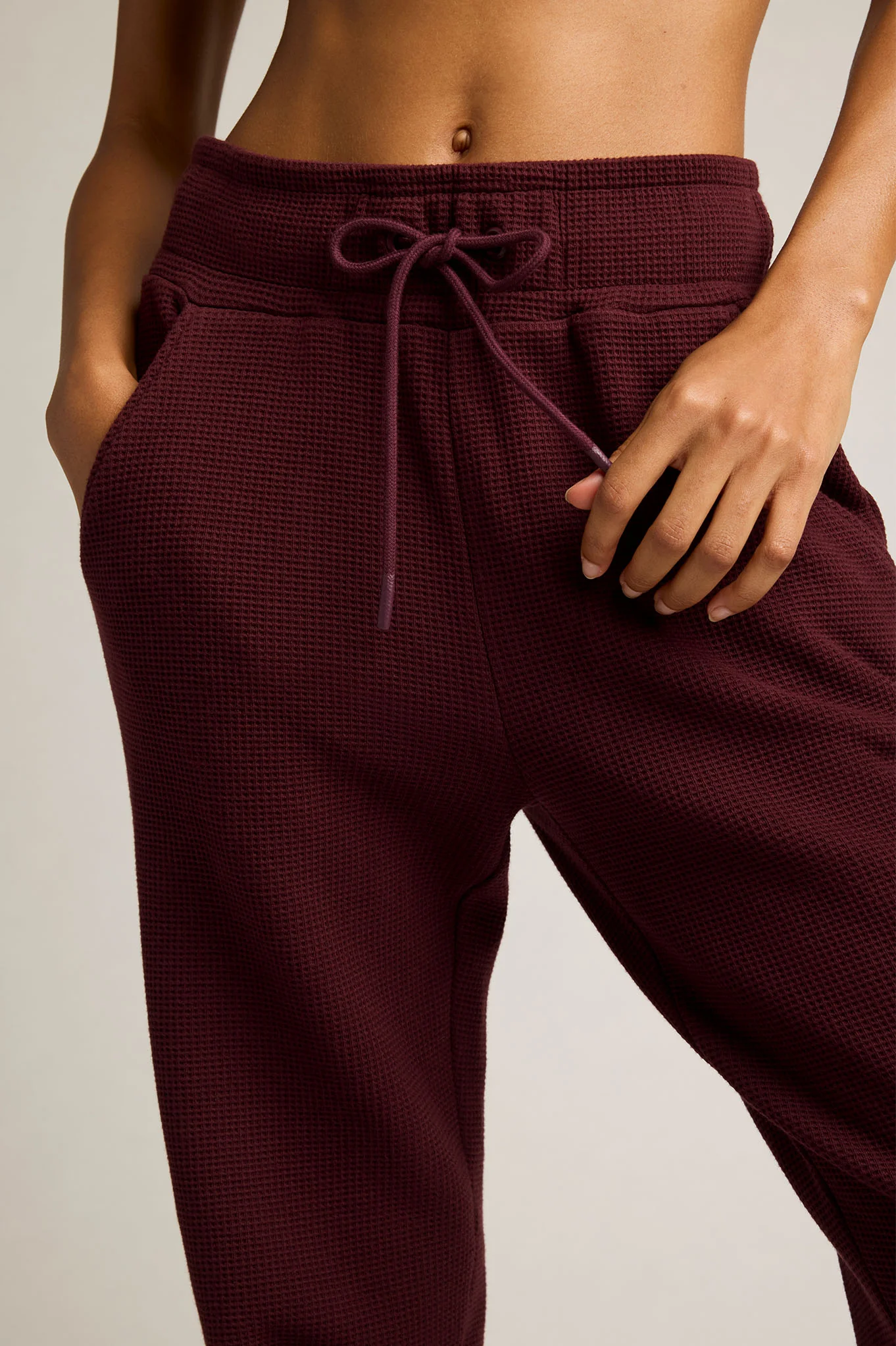 Waffle Knit Jogger in Garnet - Image 5