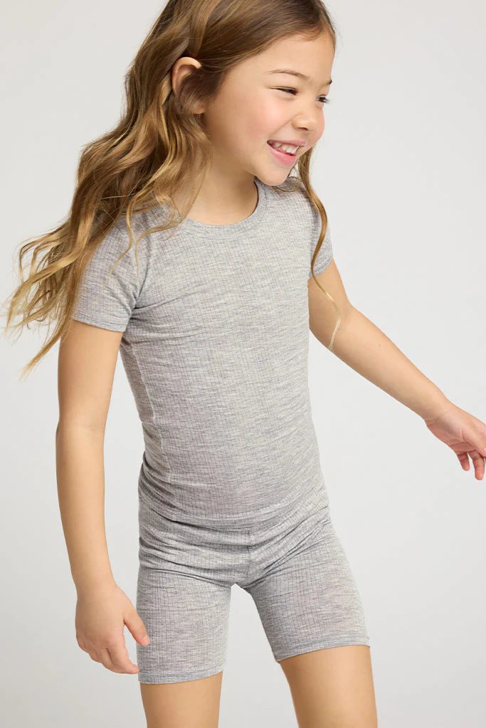 My Mini Tee + Short Set in Heather Grey - Image 4