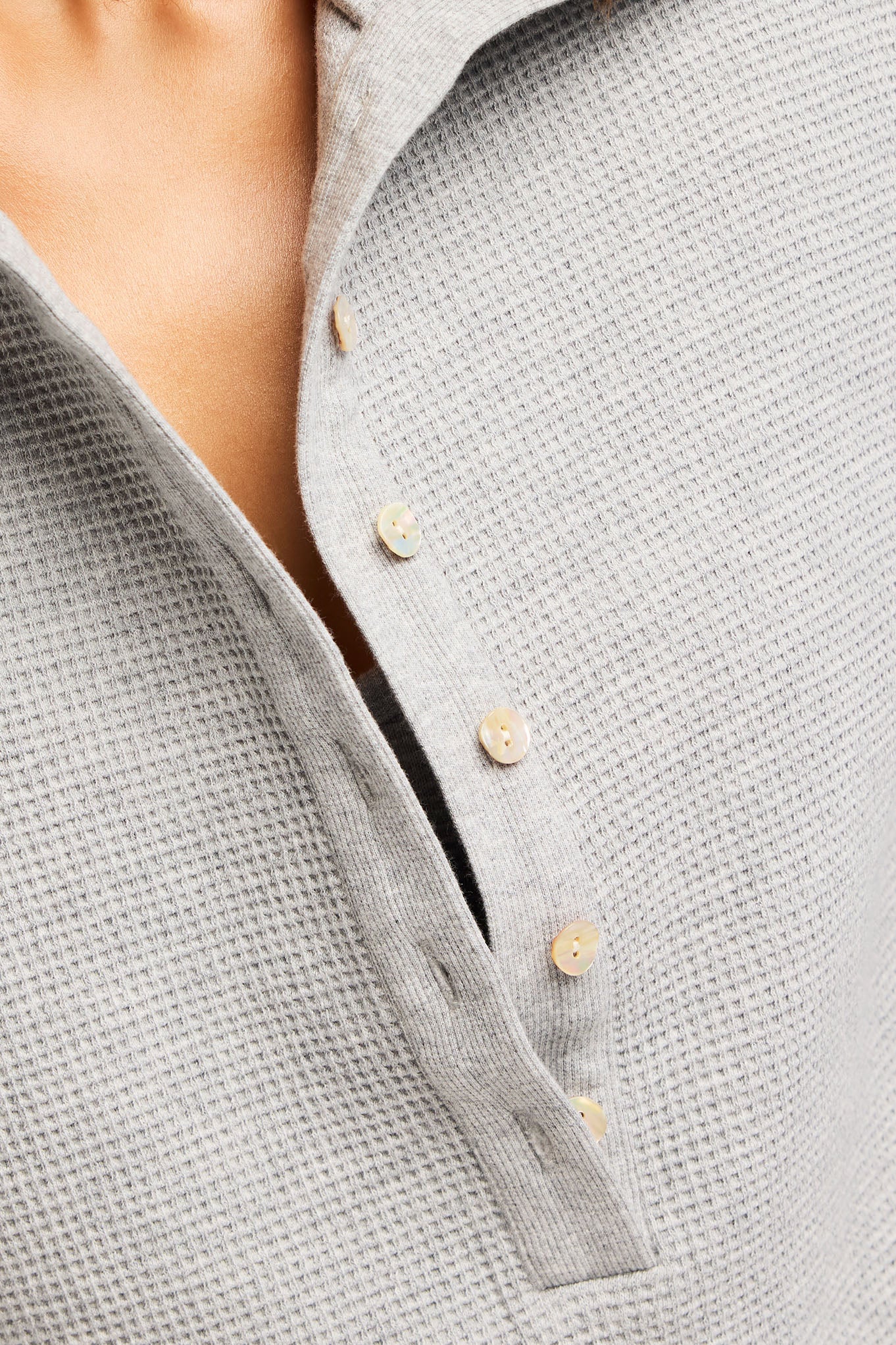 Waffle Knit Pullover in Heather Grey - Image 3