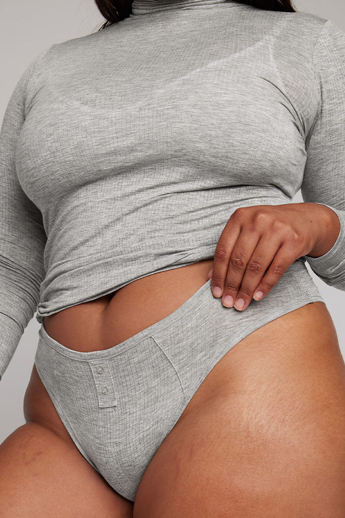 Whipped French Cut Brief in Heather Grey - Image 4