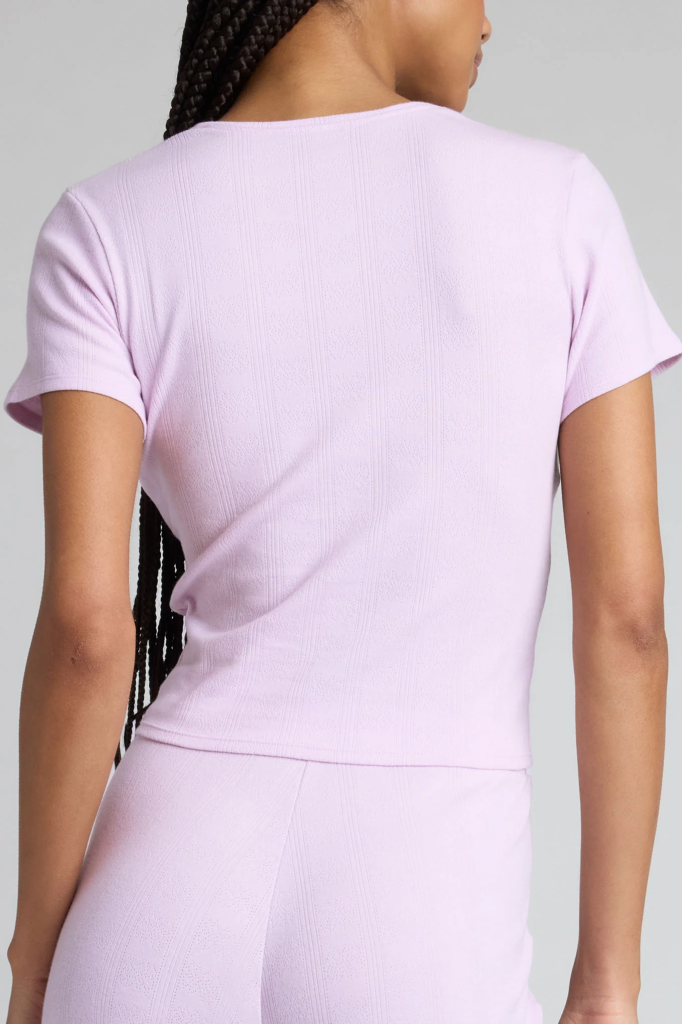 Pointelle Baby Tee in Lilac - Image 4