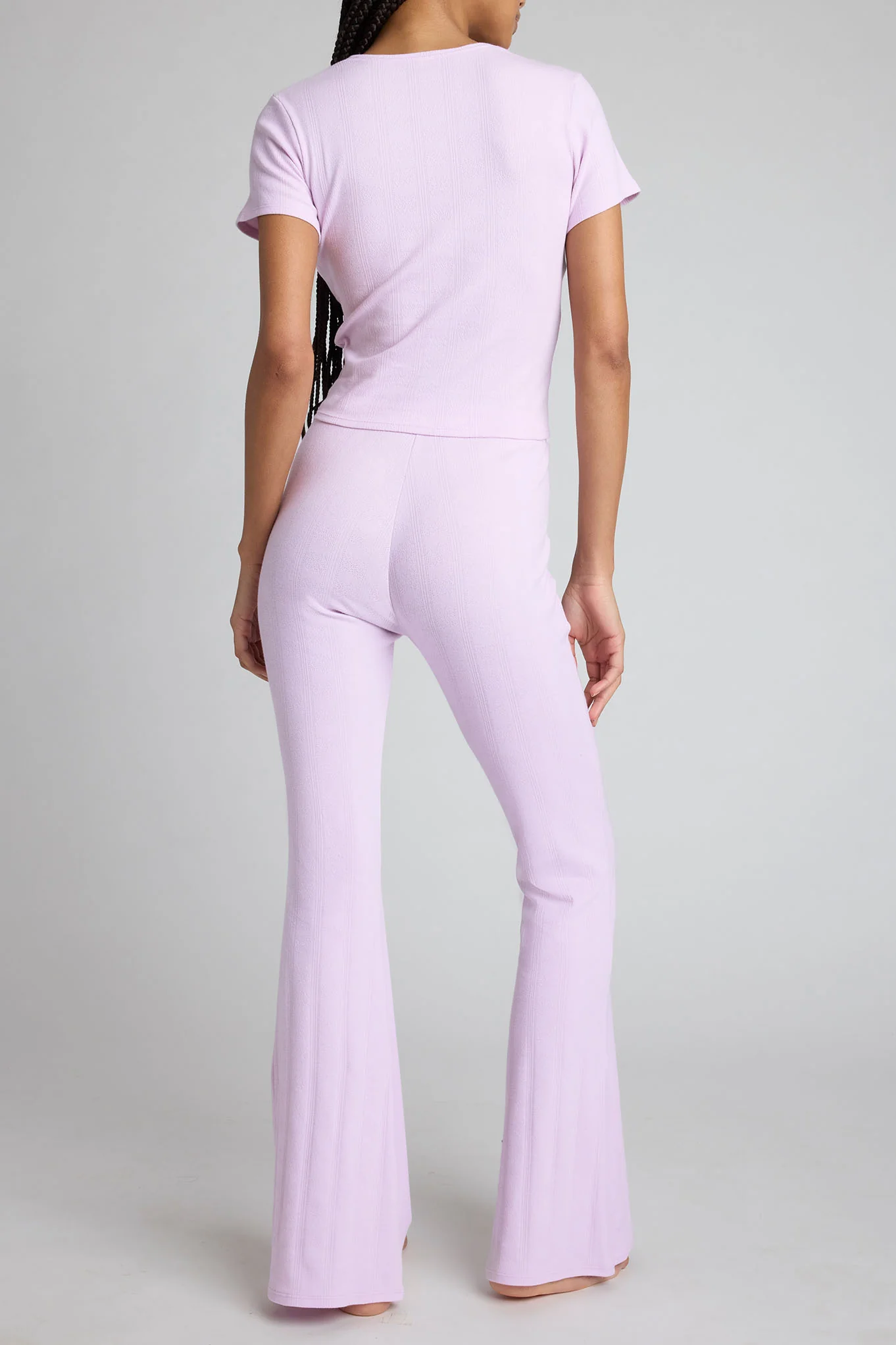 Pointelle Flare Pant in Lilac - Image 4
