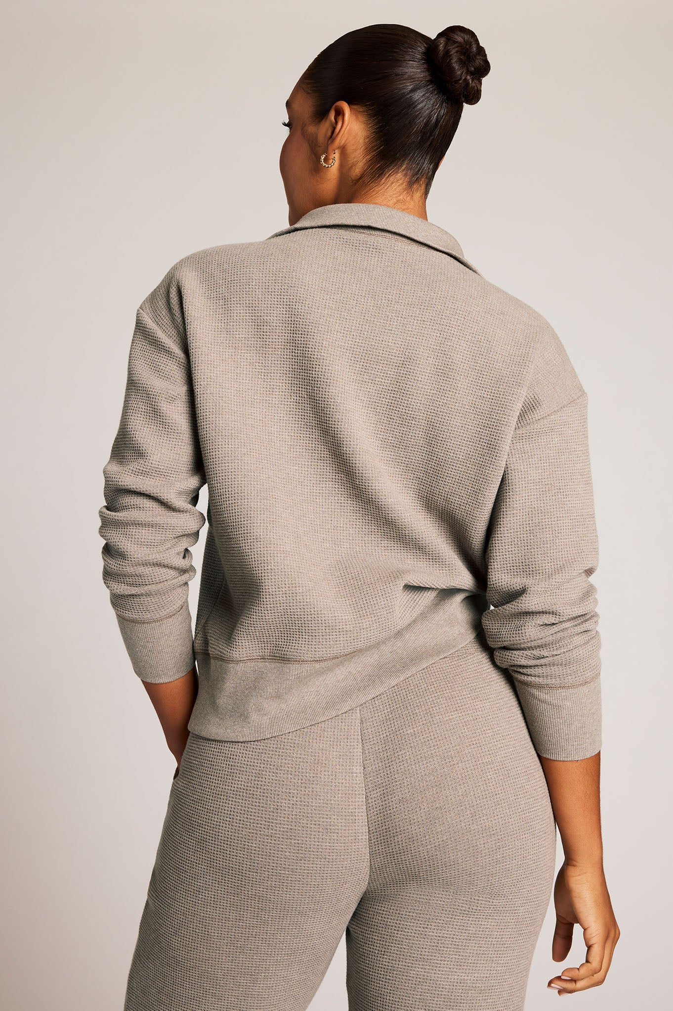 Waffle Knit Pullover in Mink - Image 3