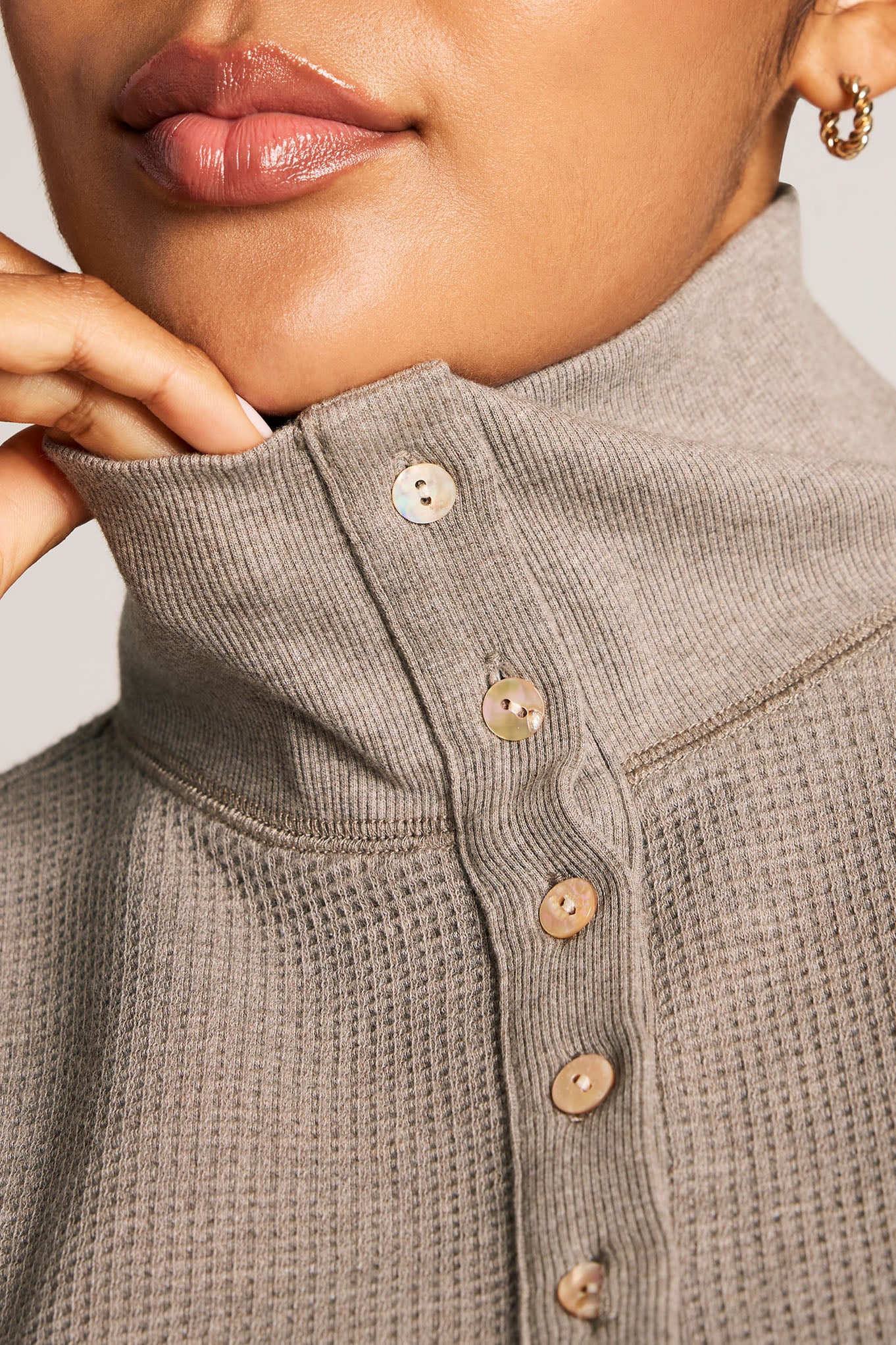Waffle Knit Pullover in Mink - Image 4