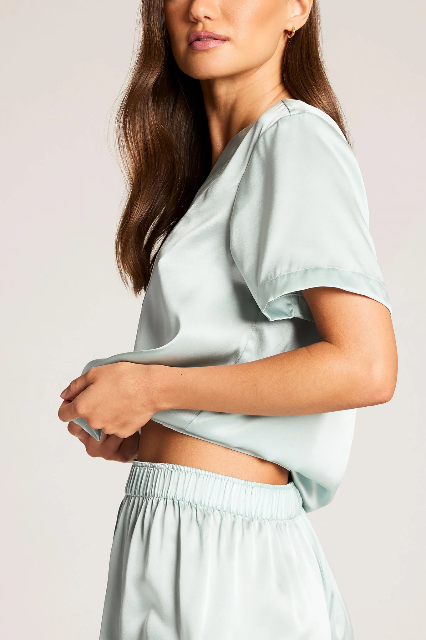 Eclipse Washable Silk V-Top in Mist - Image 3
