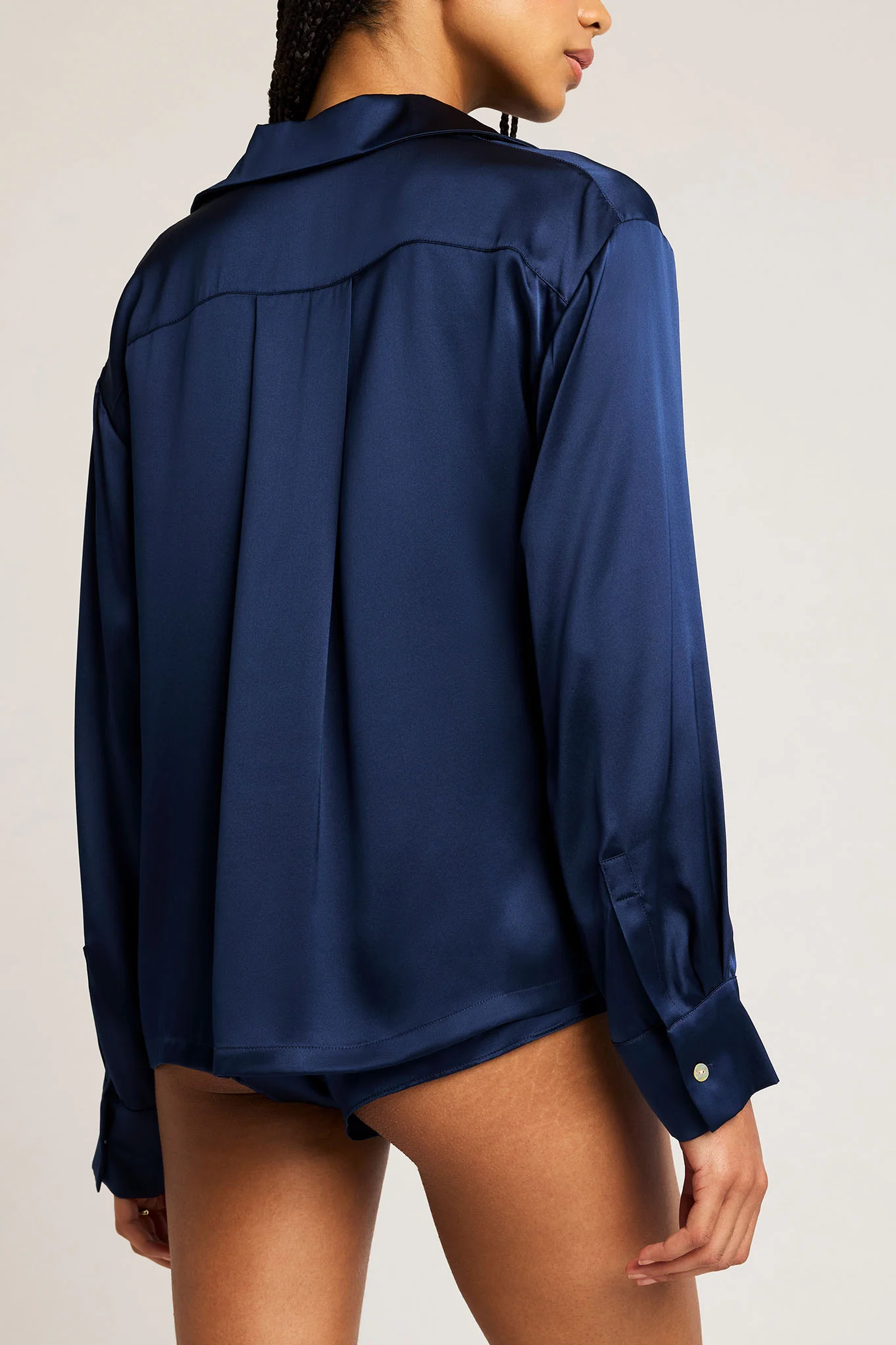 Eclipse Washable Silk Shirt in Navy - Image 4