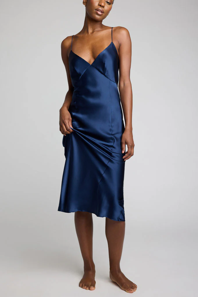 Eclipse Washable Silk Slip in Navy