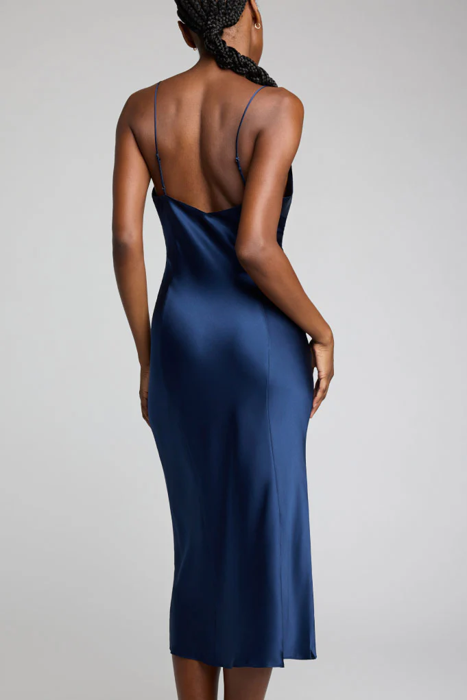 Eclipse Washable Silk Slip in Navy - Image 4