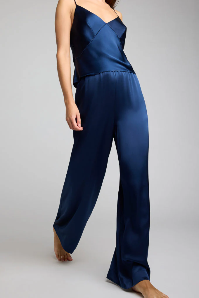 Eclipse Washable Silk Track Pant in Navy - Image 3