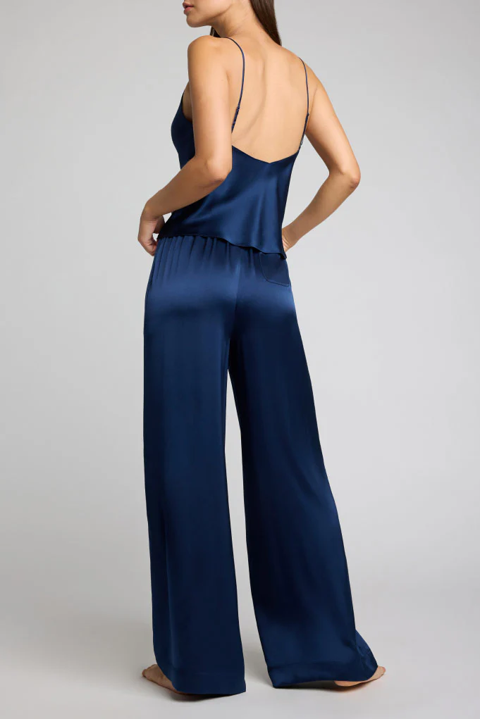 Eclipse Washable Silk Track Pant in Navy - Image 4