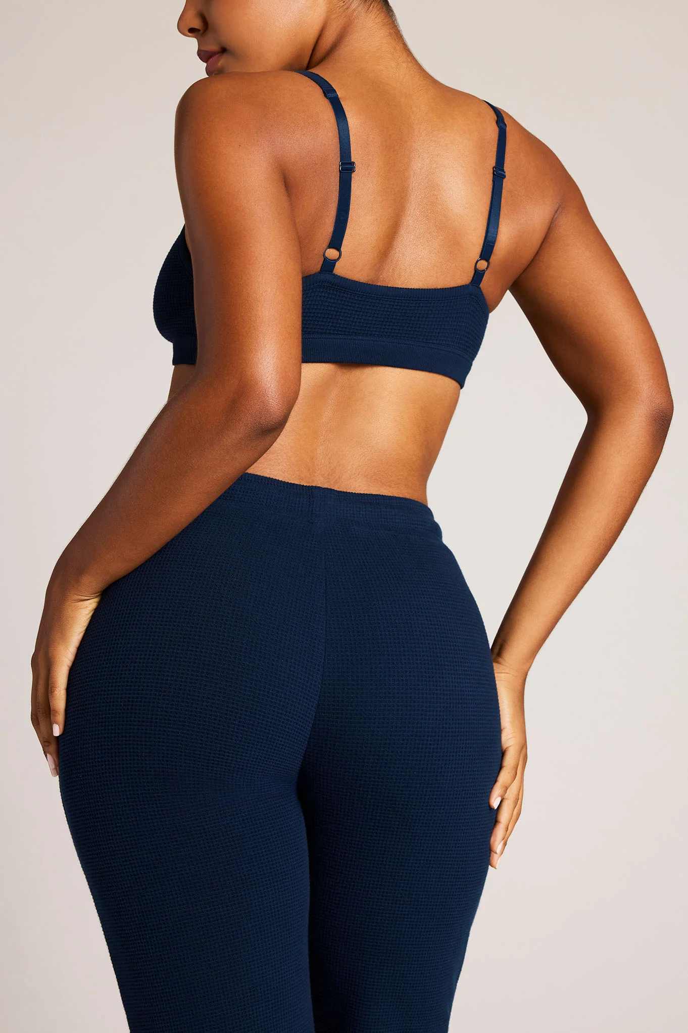 Waffle Knit Lounge Bralette in Navy - Image 4