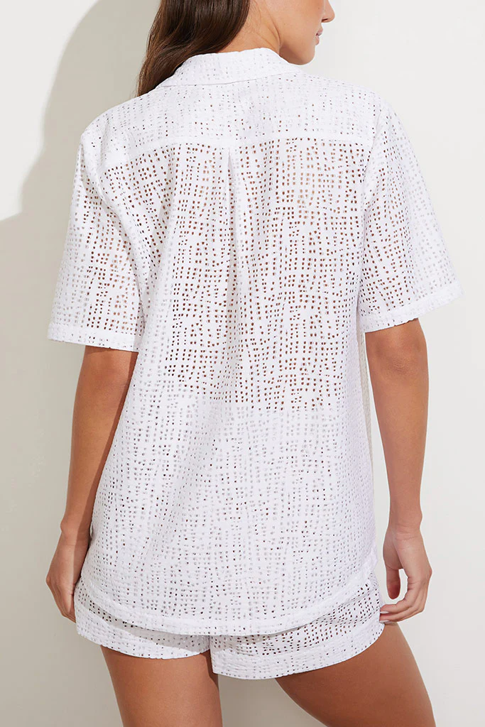 Eyelet Lace Island Shirt in White - Image 4