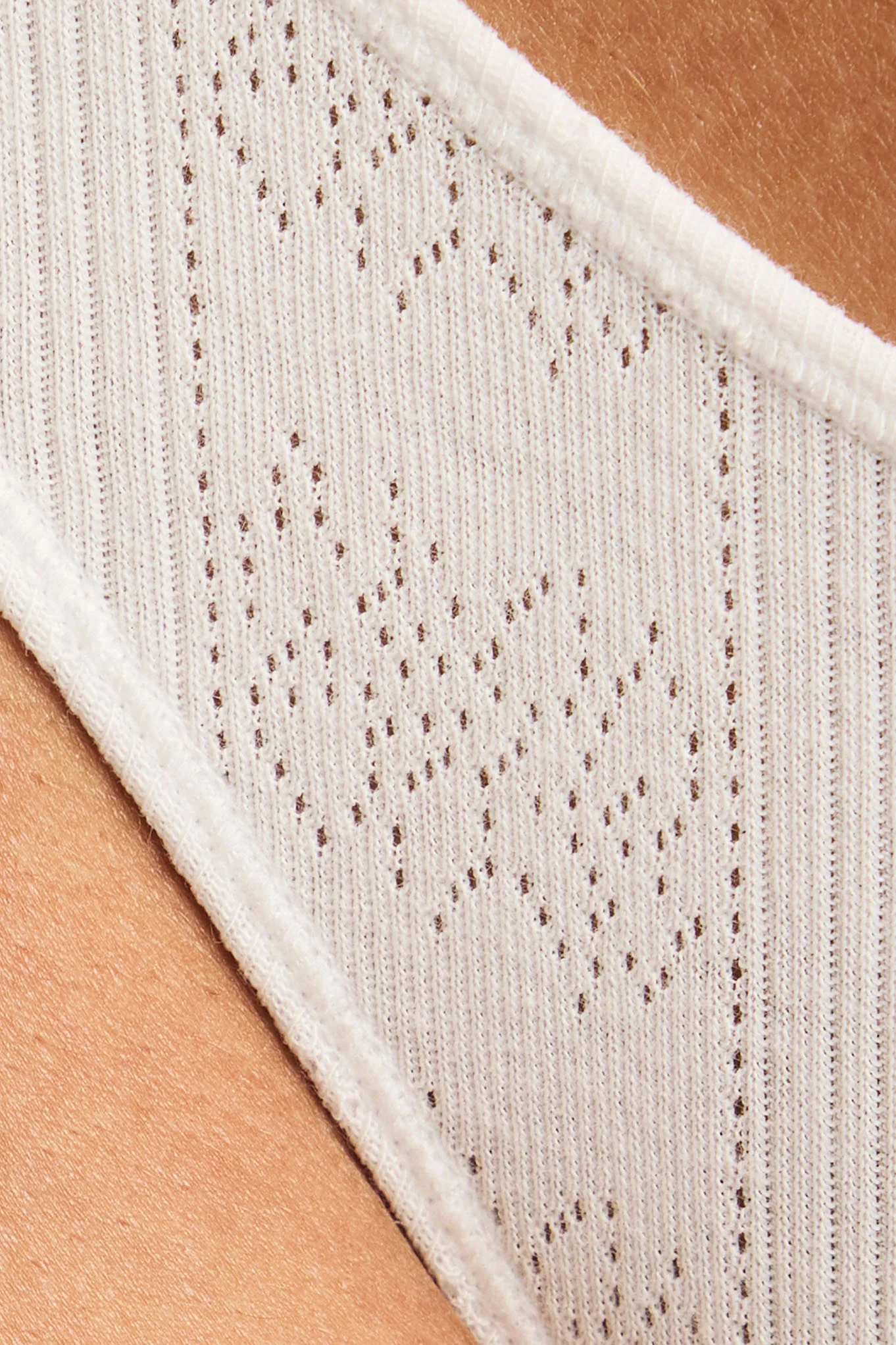 Pointelle Dipped Thong in White - Image 2